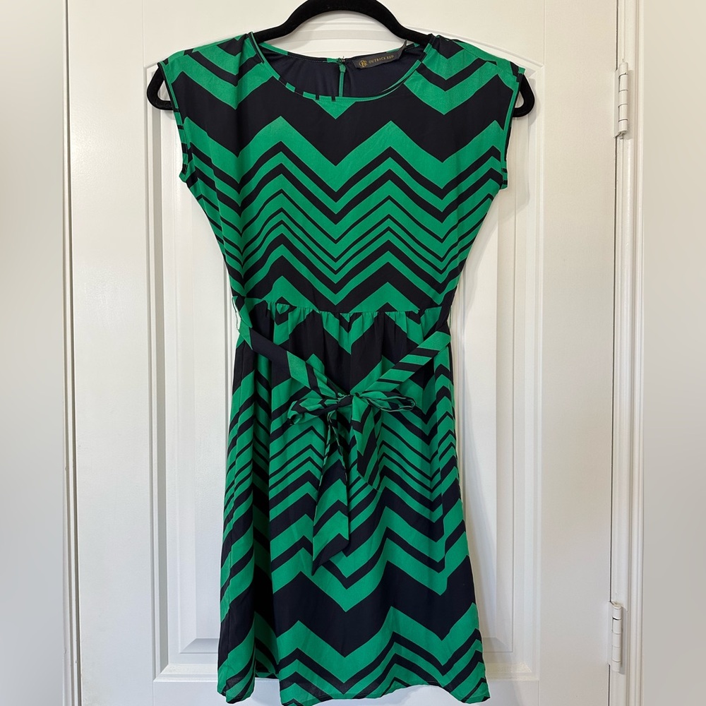Outback Red Green & Navy Dress with Waist Tie